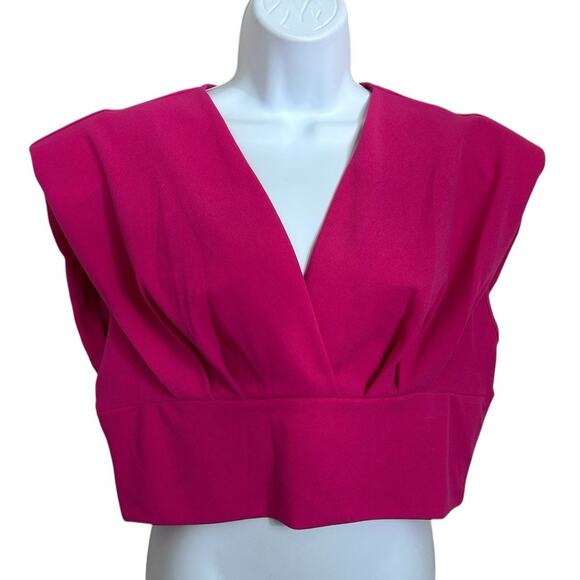 Shein Dark Pink V-Neck Crop Top Sz XL Sleeveless Blouse Versatile Fashion - Picture 6 of 8